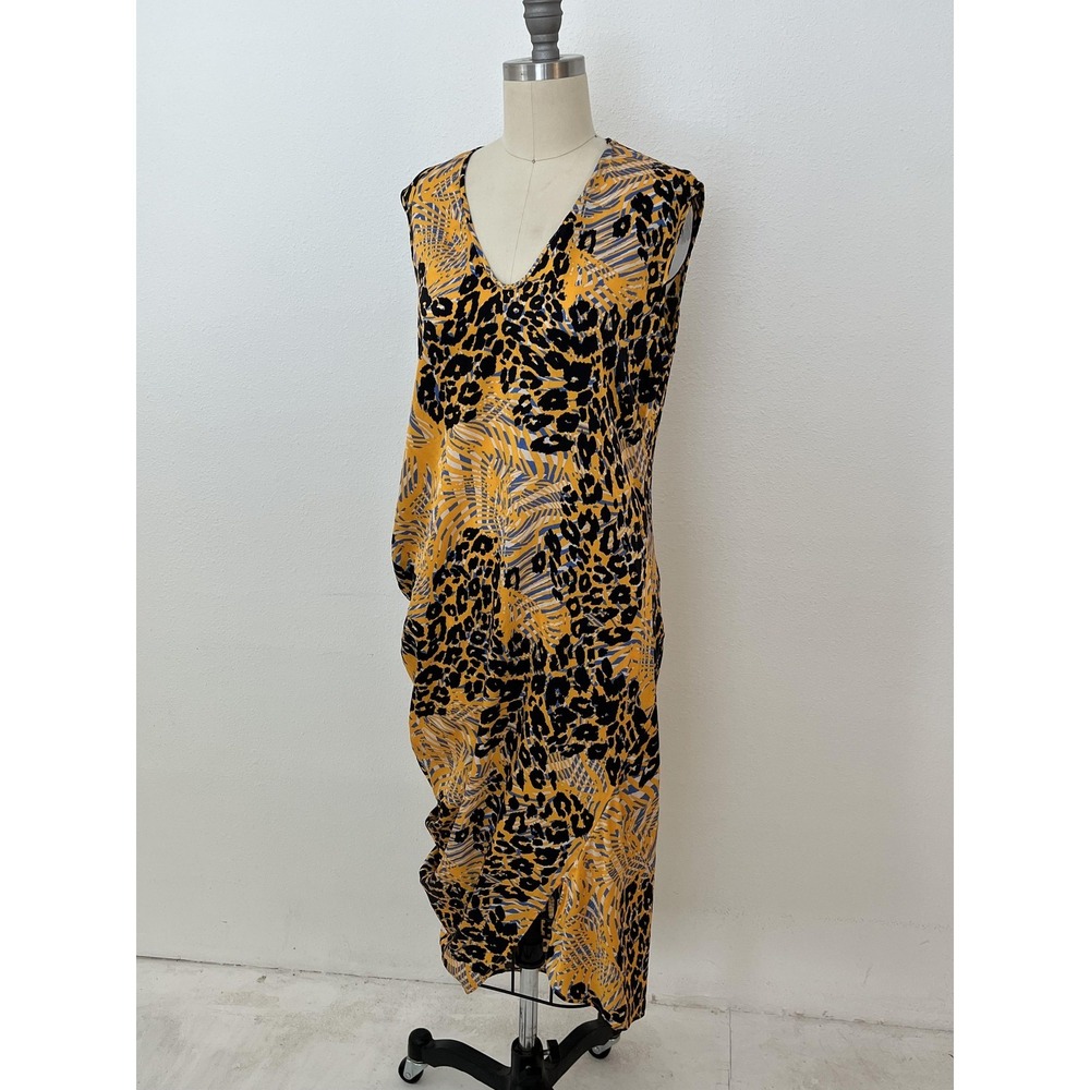 Maria Cornejo Silk Dress Animalia Bias Cut Womens 4 Leopard Animal Print USA